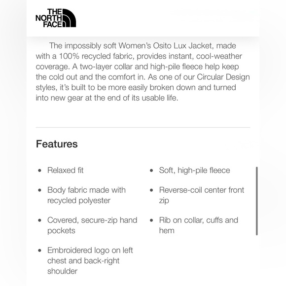 The North Face Women’s Osito Lux Jacket Teddy Fleece Full Zip Sweatshirt - Small - Picture 16 of 16